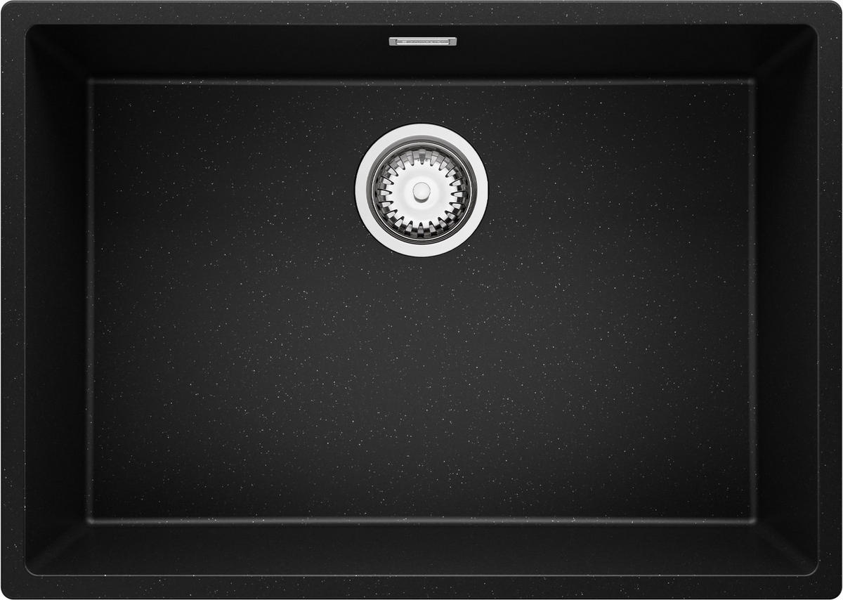 SPÜLBECKEN London Slim, 2-er set Schwarz Metallic 66/47 cm 1 Becken + Ablauf-Set ab 70er Unterschrank - Chromfarben/Schwarz Hochglanz, Kunststoff (66/20/47cm) - Primagran