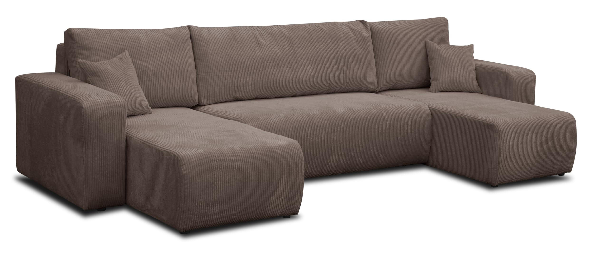 WOHNLANDSCHAFT LUNA U-FORM mit Schlaffunktion und Bettkasten (Braun) - Braun, Textil (312/83/142cm) - VENASI MÖBEL