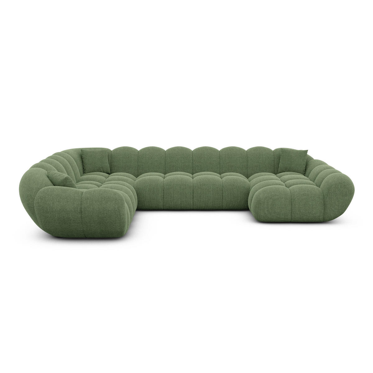WOHNLANDSCHAFT Liva Grün Strukturstoff U-Form XXL Rechts - Grün, Textil (258/70/323cm) - VAROYAL