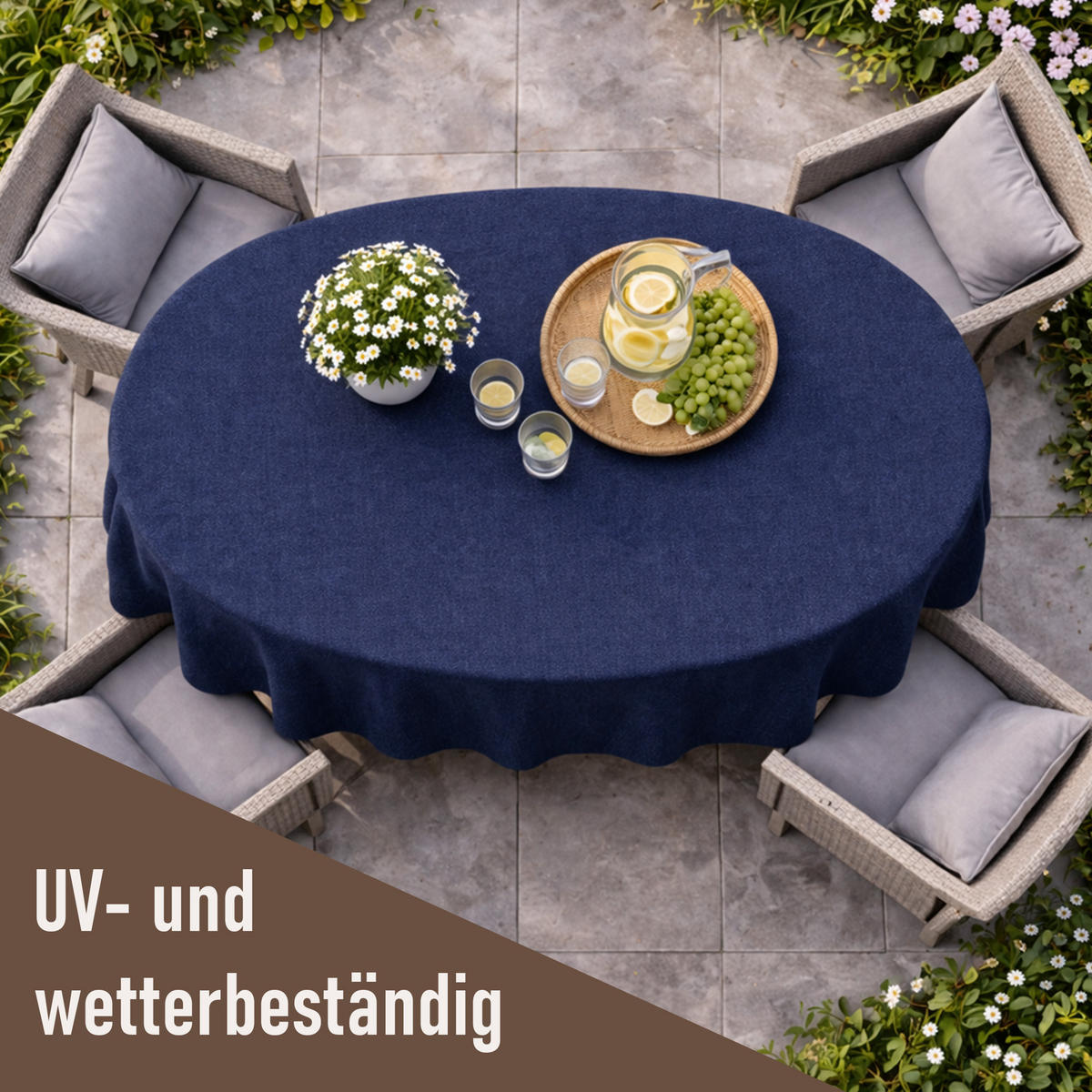 TISCHDECKE Garten Weichschaum 140x180cm - Navy - Dunkelblau, Kunststoff (180/140cm) - Bestlivings