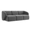 3-SITZER SOFA Samt Stoff Grau - Edelstahlfarben/Schwarz, Holzwerkstoff/Kunststoff (244/75/94cm) - Makamii