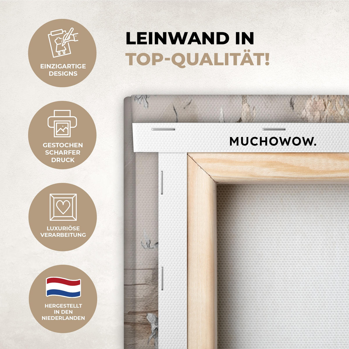 LEINWANDBILD 5er Set Mandelblüte - Abstrakt - Beige 150x80 cm - Beige, Textil (150/80cm) - MuchoWow