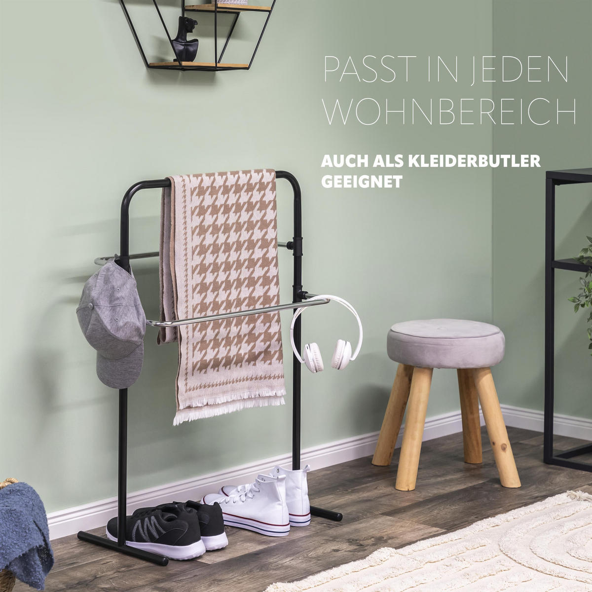 STAND-HANDTUCHHALTER, schwarz, Stahl - Schwarz, Metall (59/85/29cm) - bremermann