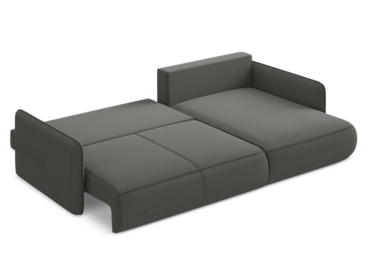ECKSOFA mit Schlaffunktion Samt Stoff Grau - Dunkelgrau/Schwarz, Kunststoff/Textil (240/148cm) - Makamii