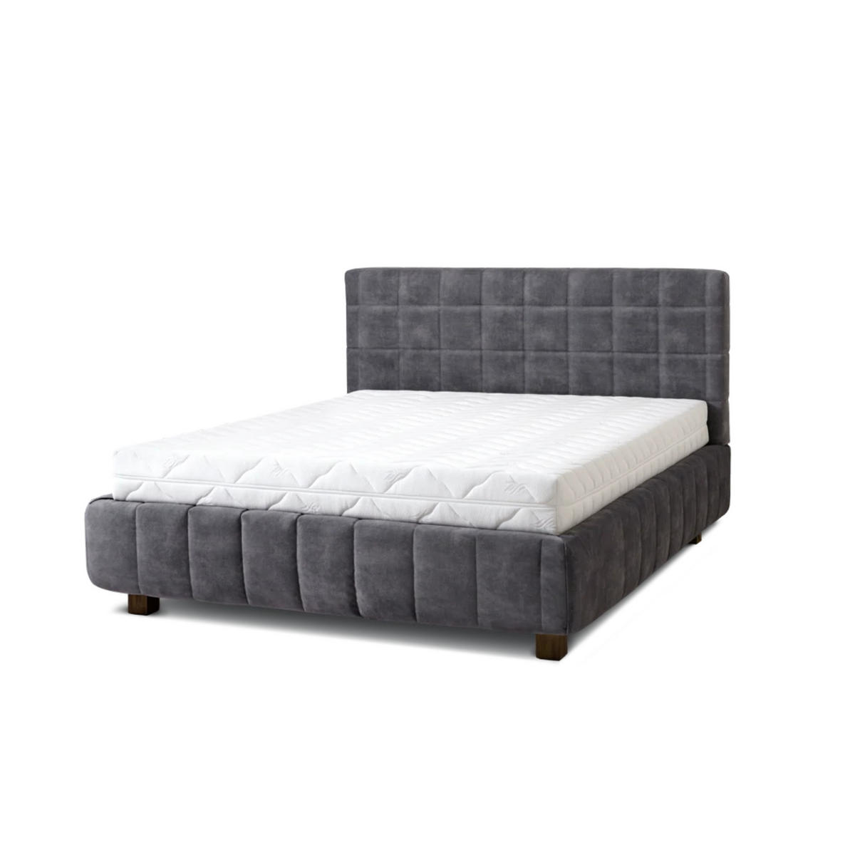 POLSTERBETT Quadro 160x200 in Plüsch Ash Warm Gray - Blaugrau, Holz (160/200cm) - Letti Moderni