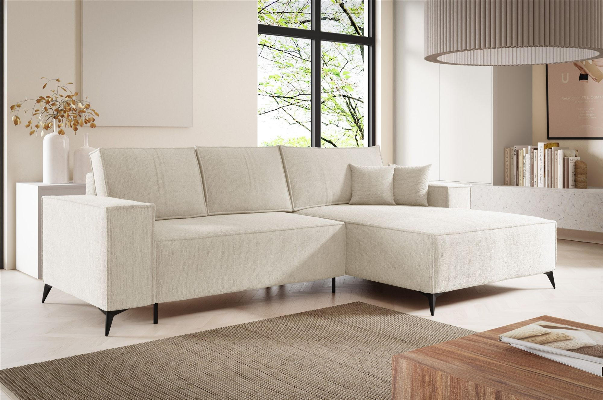 ECKSOFA Fiore - Weiß, Holzwerkstoff/Textil (294/185cm) - Fun Möbel