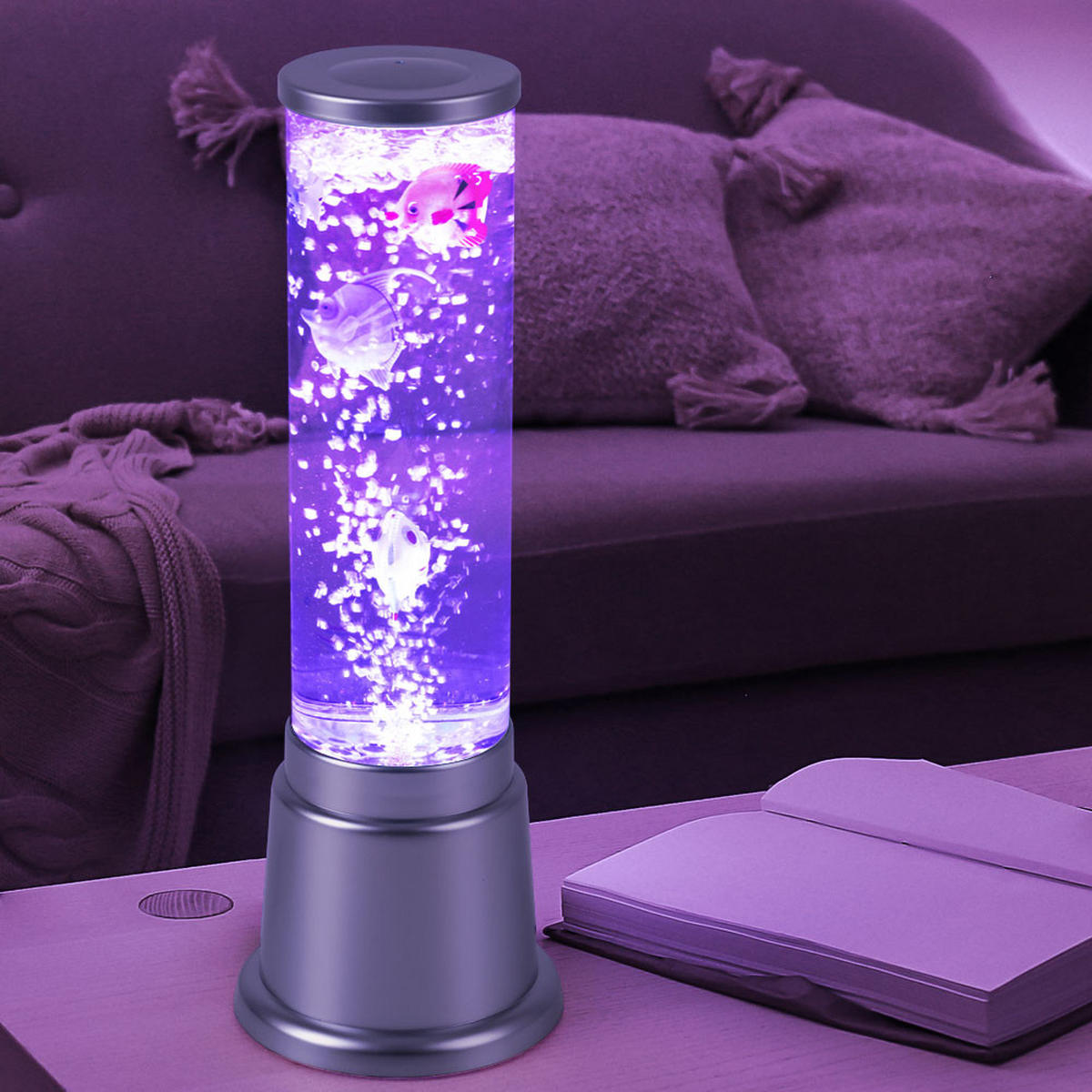 LED DEKOLEUCHTE Wassersäule Silber mit Farbwechsel - Silberfarben, Kunststoff (12.5/12.5/36cm)