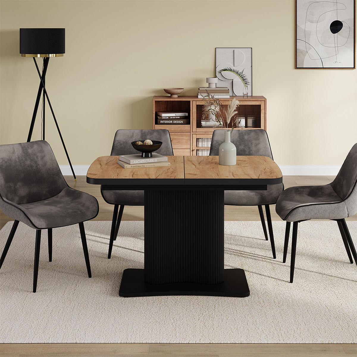 JÍDELNÍ STŮL Fenaro Dub Goldkraft/černá - barva dubu, kompozitní dřevo (80/120/77.4cm) - Vicco