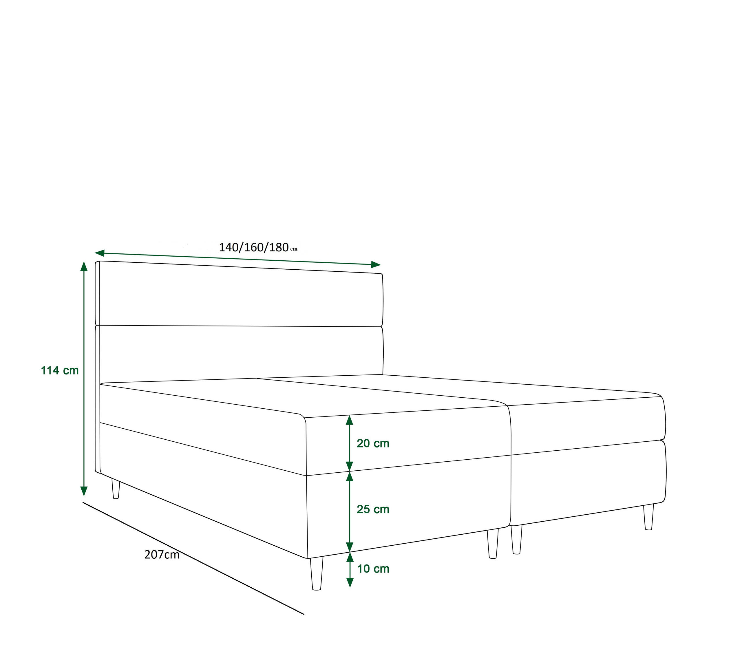 BOXBETT FLO mit Matratze H3, Bonell und Topper 140x200 Itaka 11 - Dunkelblau, Holz/Textil (140/200cm) - Bedante