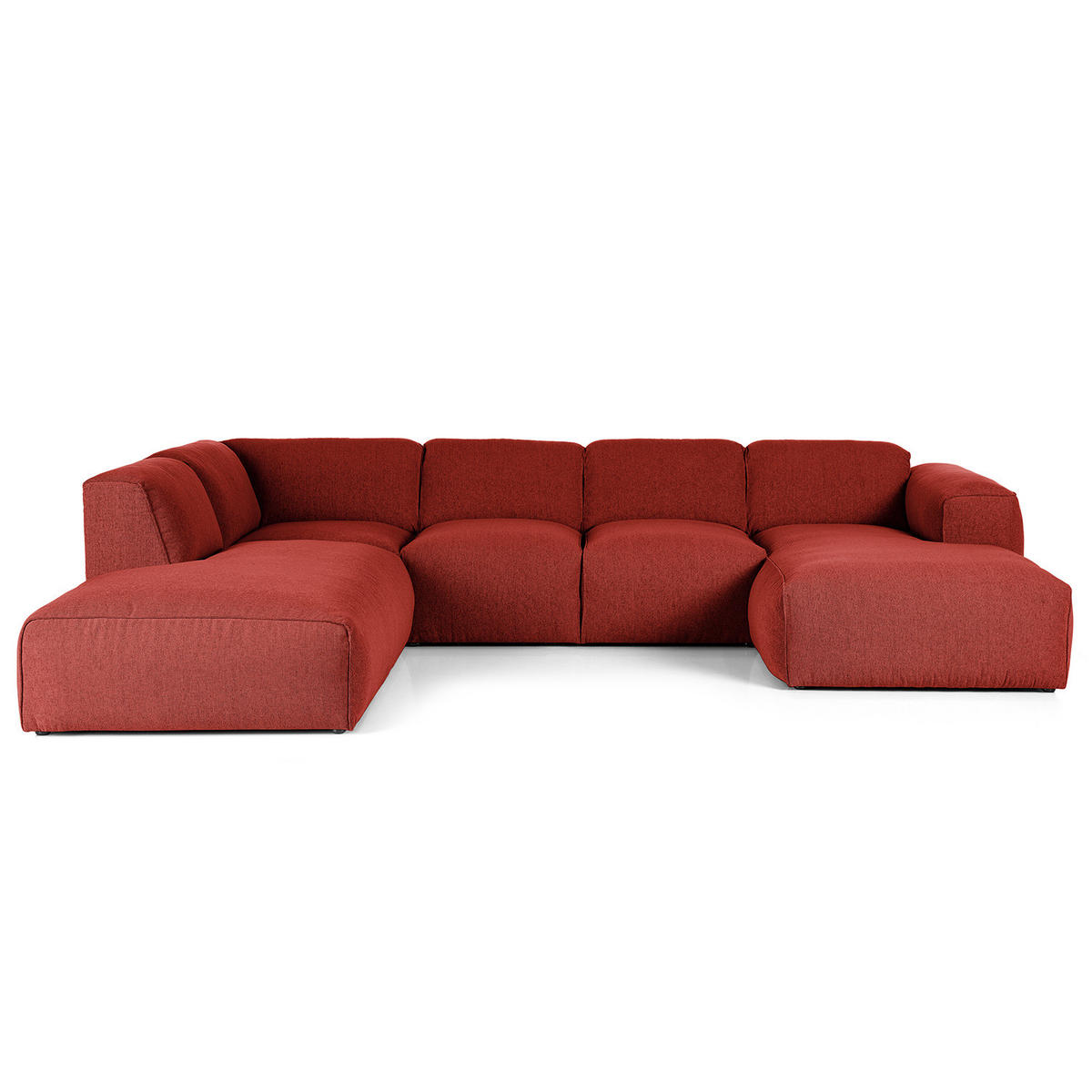 WOHNLANDSCHAFT mit Longchair - Rot/Schwarz, Kunststoff/Textil (325/71/235cm) - home24