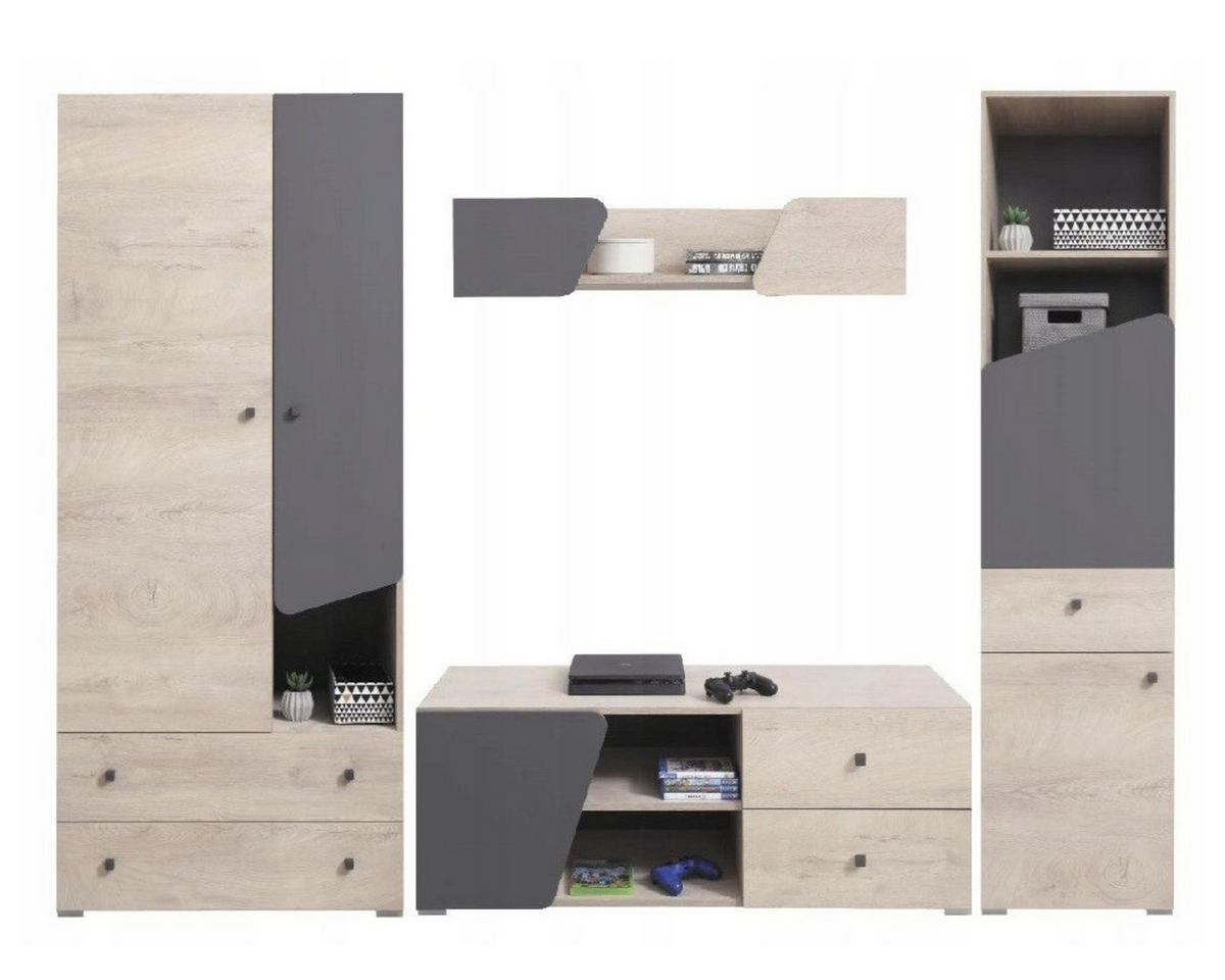 TV-LOWBOARD DARLA D08 120/50/45 Eiche/Anthrazit - Anthrazit/Sonoma Eiche, Holzwerkstoff (120/45/50cm) - Deine Möbel 24