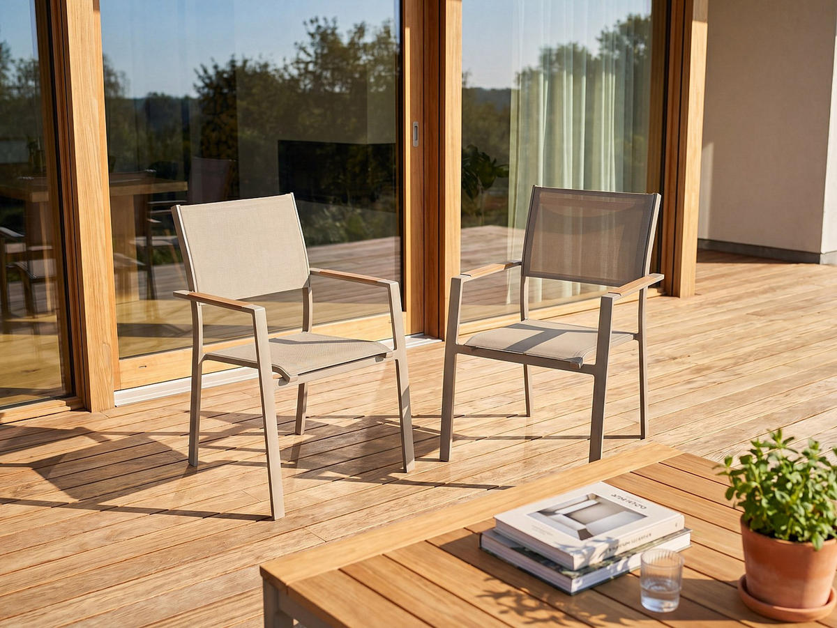 GARTENSTUHL 2er-Set - 57 cm x 60 cm - metall - taupe Macila - Taupe, Metall (57/89/60cm) - Vente-Unique