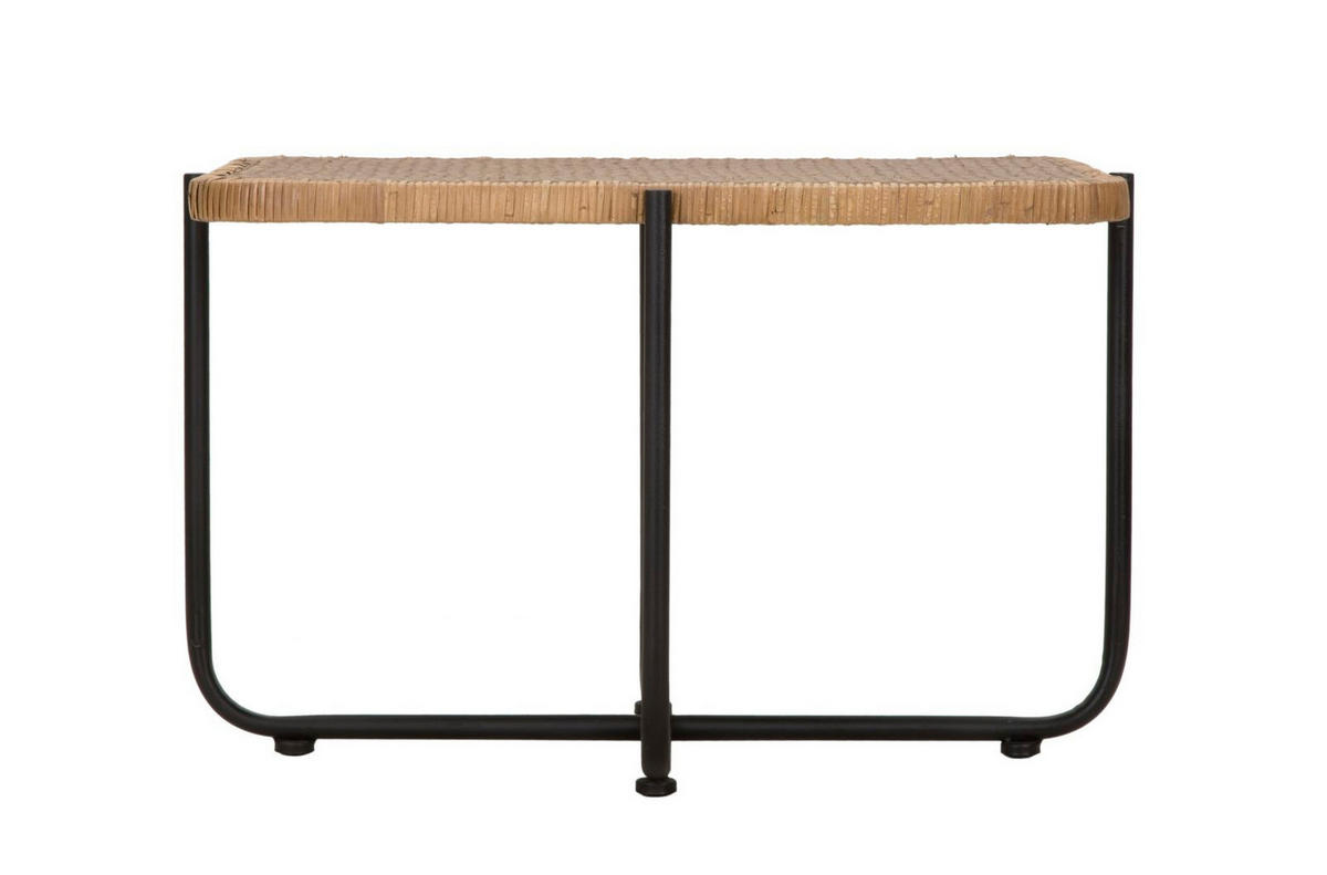 COUCHTISCH Cebu, mehrfarbig, Eisen und Rattan, 75 x 55 x 46,5 cm - Multicolor, Naturmaterialien/Metall (55/75/46.5cm) - Mauro Ferretti
