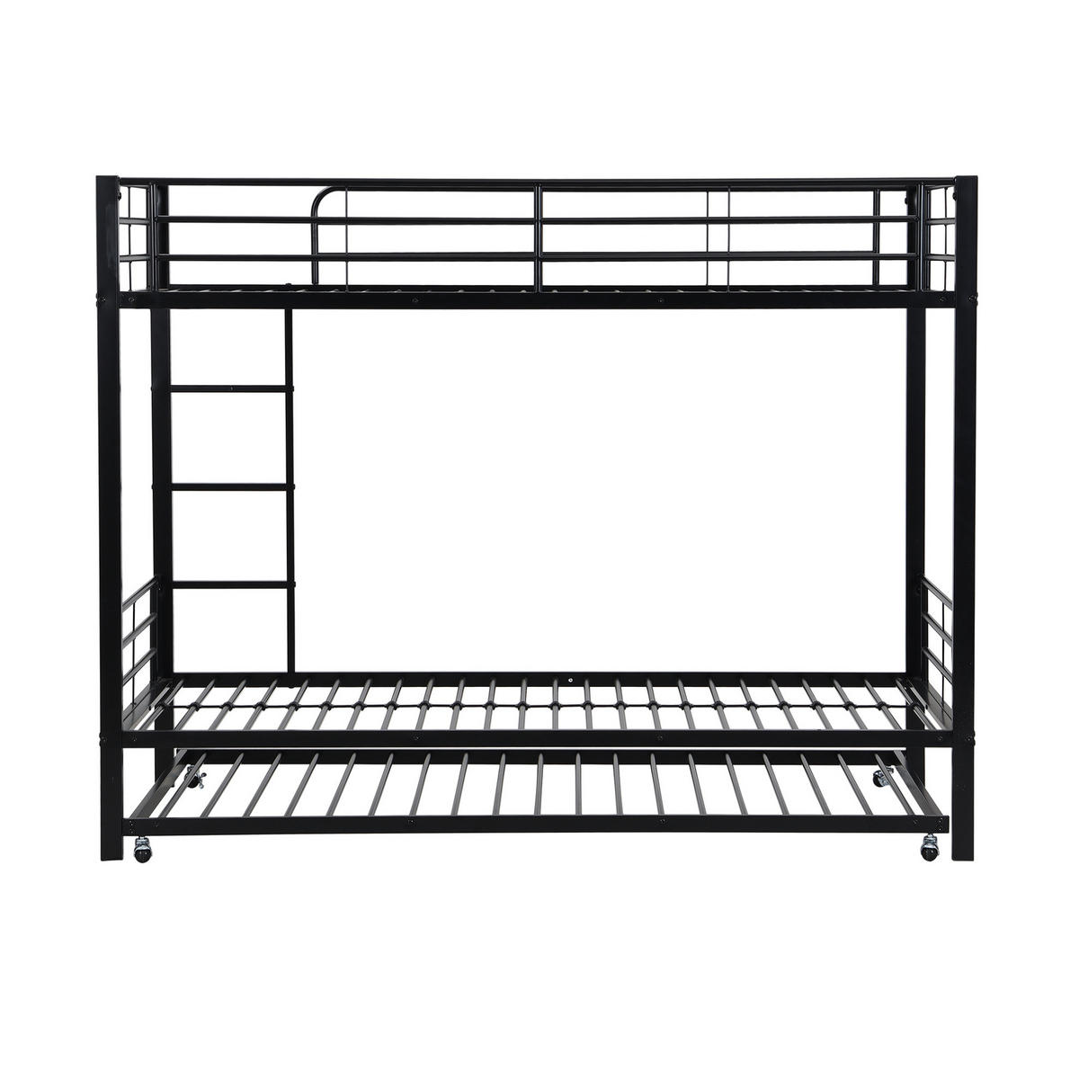 ETAGENBETT 90/200 cm in Schwarz mit Ausziehbett 90/190 cm aus Metall - Schwarz, Metall (90/190cm) - Flora Grace