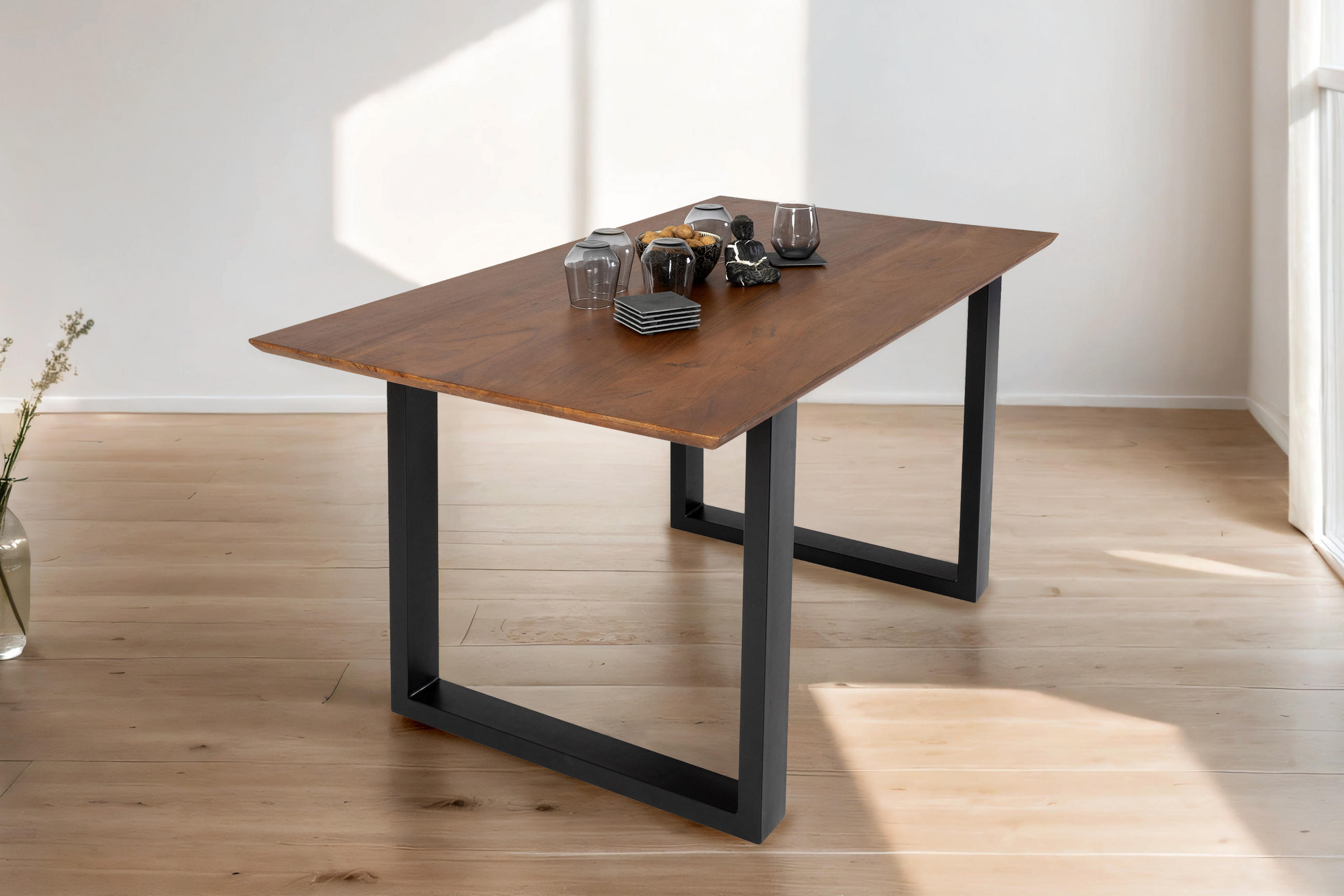 ESSTISCH ATLANTA - Schwarz/Braun, Holz/Metall (85/160/77cm) - SAM
