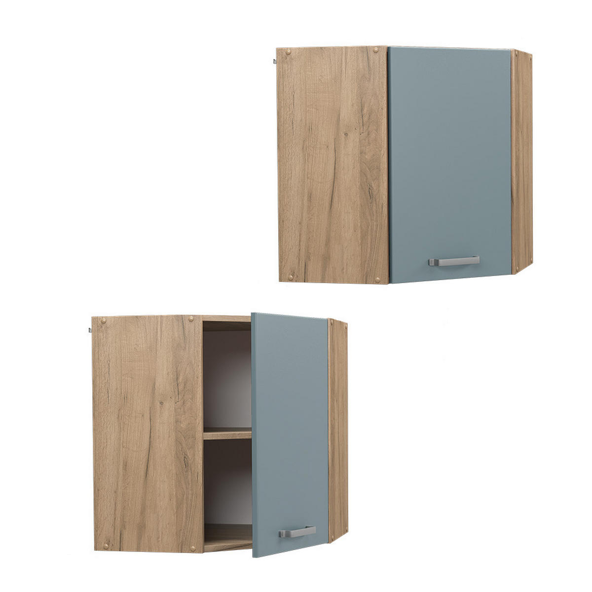 ECKHÄNGESCHRANK R-Line Blau-Grau 57 cm - Honigeiche/Eiche Wotan, Holzwerkstoff (57/60/34.1cm) - Vicco