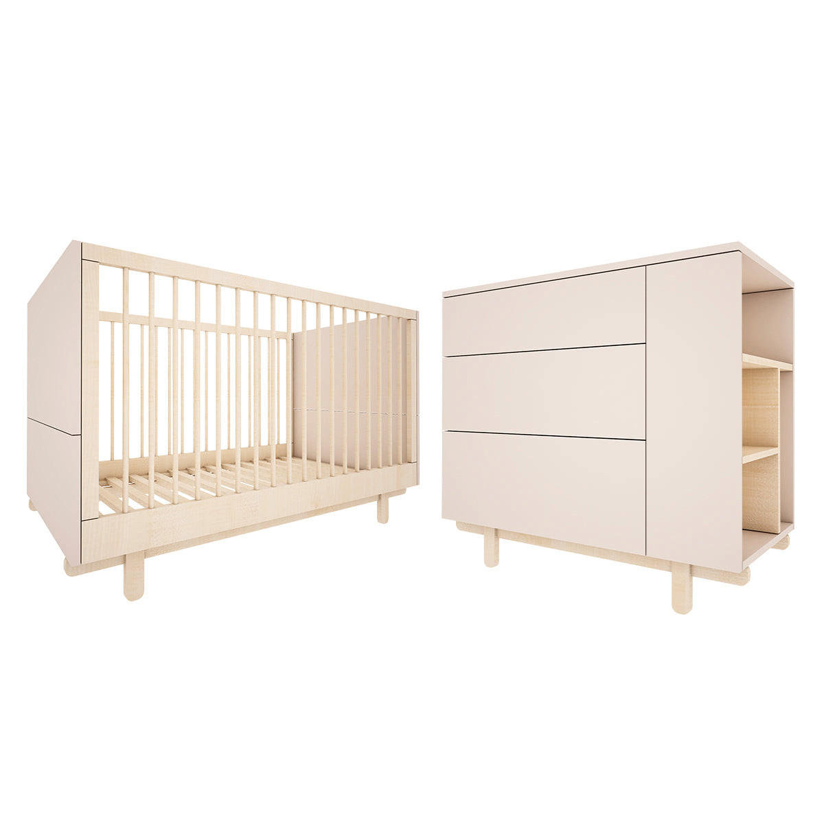 SOBA ZA BEBE 2-dijelniRomy bež - bež, drvni materijal (145/99/75cm) - Petits-meubles