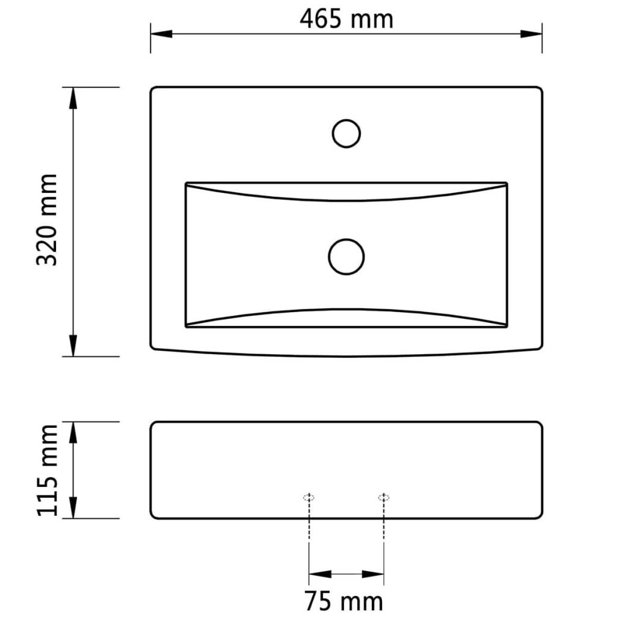WASCHBECKEN Kroll 46.5/32/11.5 cm - Weiß, Keramik (46.5/11.5/32cm) - Nettlife