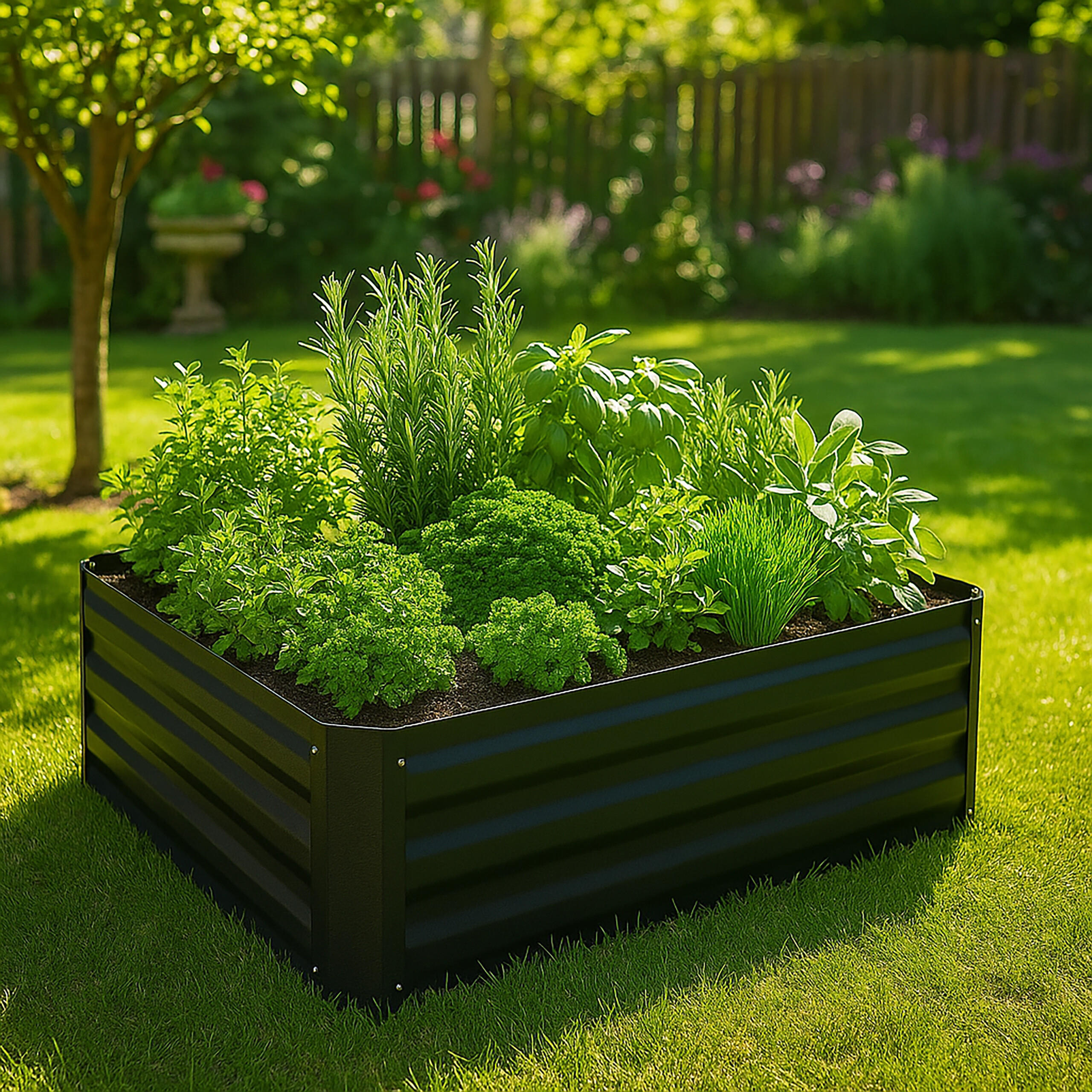 HOCHBEET - Schwarz, Metall (90/30/90cm) - Relaxdays