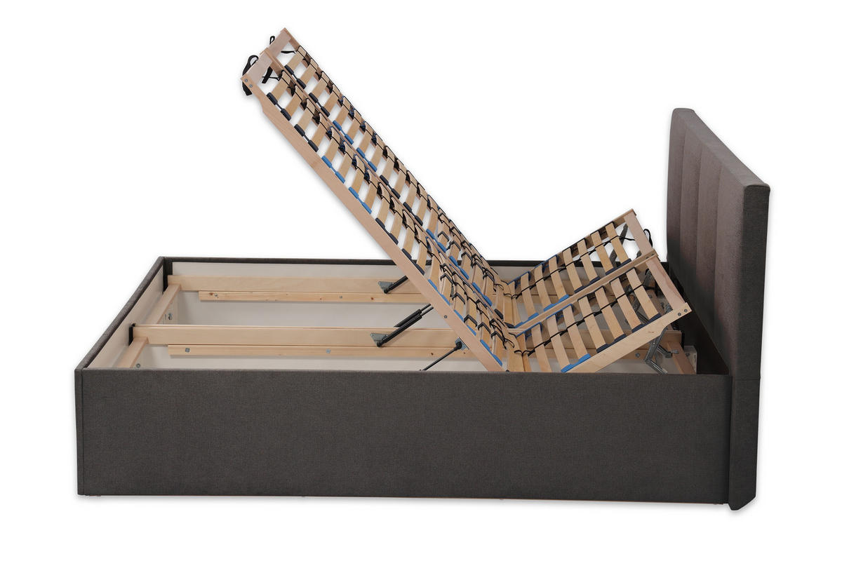 POLSTERBETT Dalas Anthrazit 200 x 200 x 40 cm Bettkasten Mit hochwertiger Matratze H3 (bis 120 kg) und Lattenrost - Anthrazit, Holz (200/200cm) - Halmon Schlafkomfort Betten 