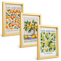 BILDER SET 3er Set - 20x30 cm Goldrahmen - Zitrusfrüchte in farbenfrohen Varianten - Goldfarben, Kunststoff (20/30cm) - TULUP