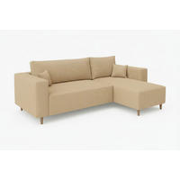 ECKSOFA RIO mit Schlaffunktion und Bettkasten, Farbe: Beige, Cordstoff, Ottomane Universal - Beige, Textil (249/142cm) - Marpur