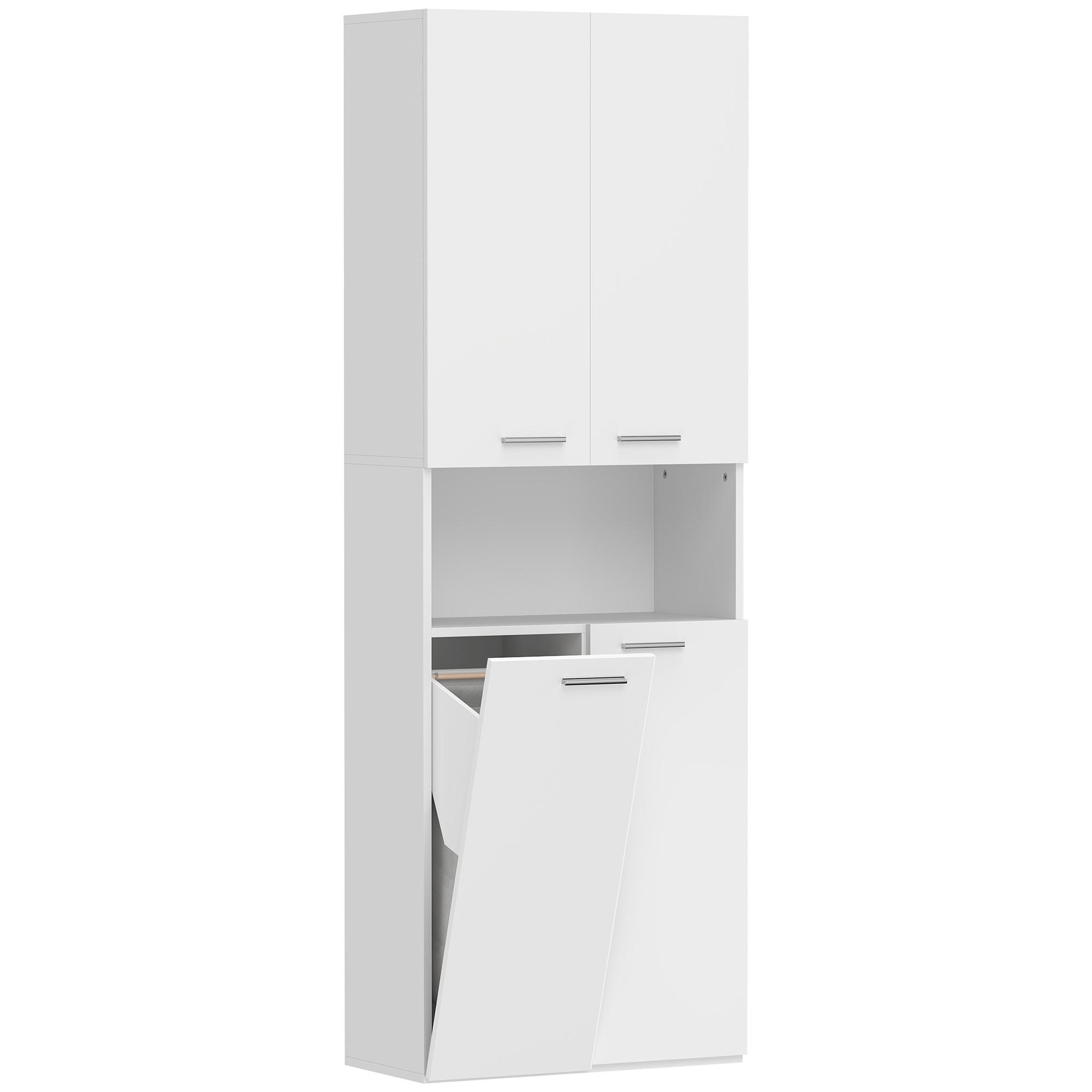 BADEZIMMERSCHRANK aus MDF 60/30/174 cm Weiß - Weiß, Holzwerkstoff/Metall (30/174/60cm) - HOMCOM