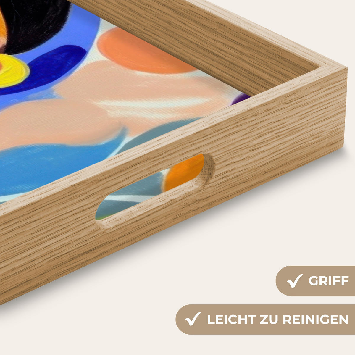 TABLETT - Porträt - Frau - Modern - 50x35 cm - Multicolor, Holz (50/5/5cm) - OnlyWow