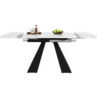ESSTISCH 99-159/74/77 cm ausziehbar mit MDF-Tischplatte, breiter Arbeitsfläche und Carbonstahl-Beinen, Weiß/Schwarz - Weiß, Holzwerkstoff (159/74/77cm) - Redom