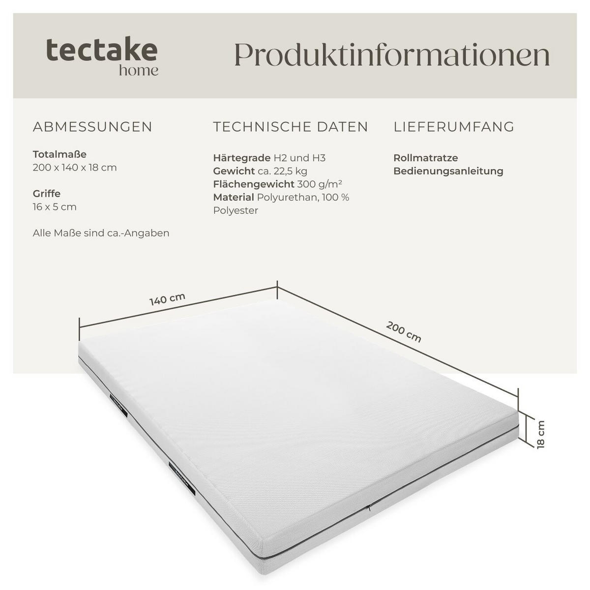 MATRATZE Sky, waschbarer Bezug aus atmungsaktivem 3D-Meshgewebe, weiß - Weiß, Textil - tectake