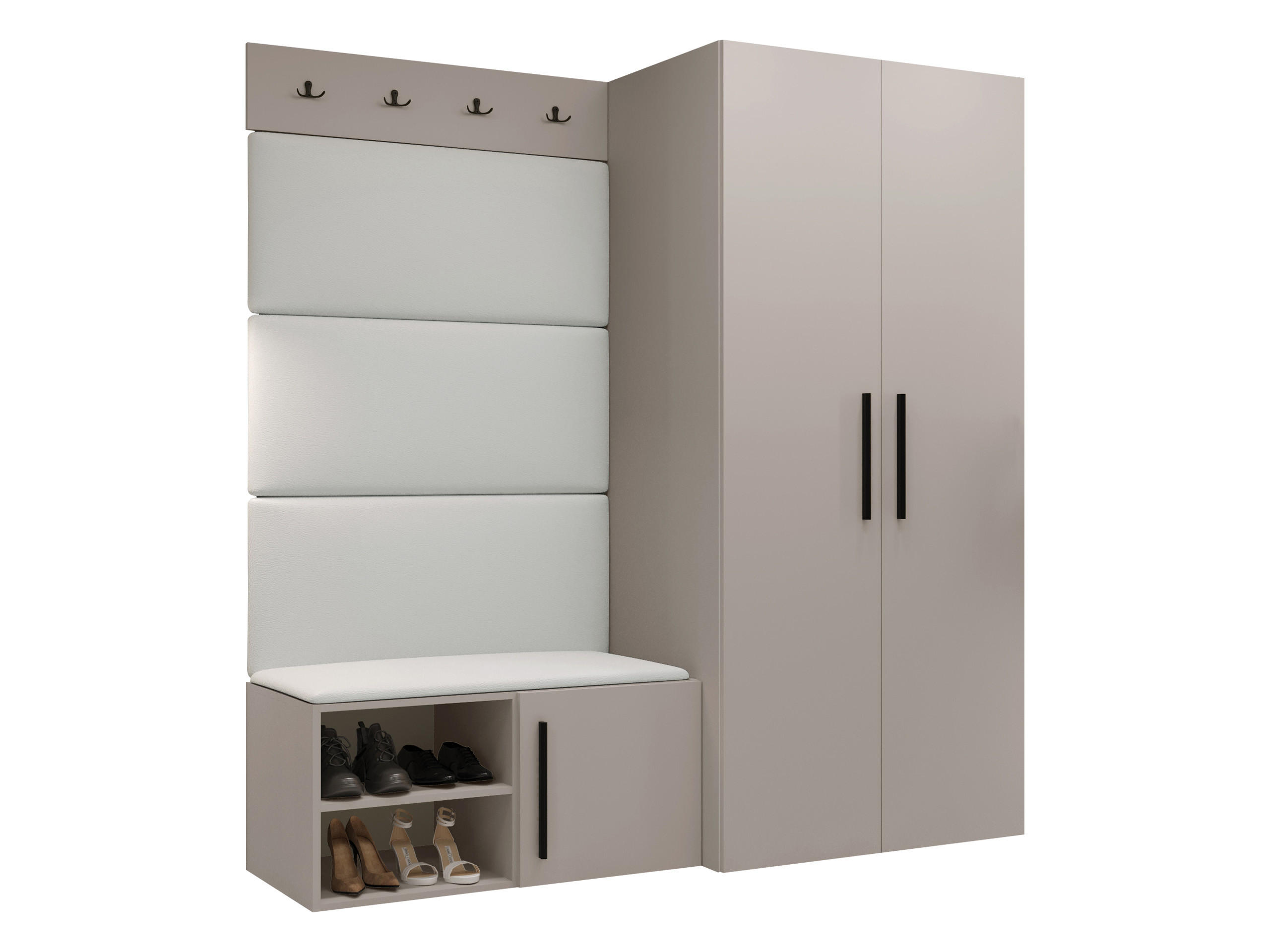 GARDEROBEN-SET Medi I - Kaschmir/Schwarz, Holzwerkstoff/Kunststoff (80/191/50cm) - MIRJAN24