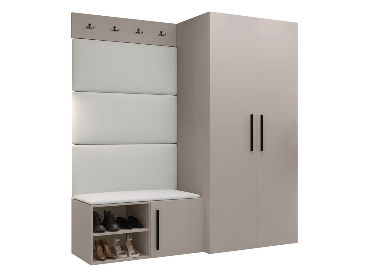 GARDEROBEN-SET Medi I - Kaschmir/Schwarz, Holzwerkstoff/Kunststoff (80/191/50cm) - MIRJAN24