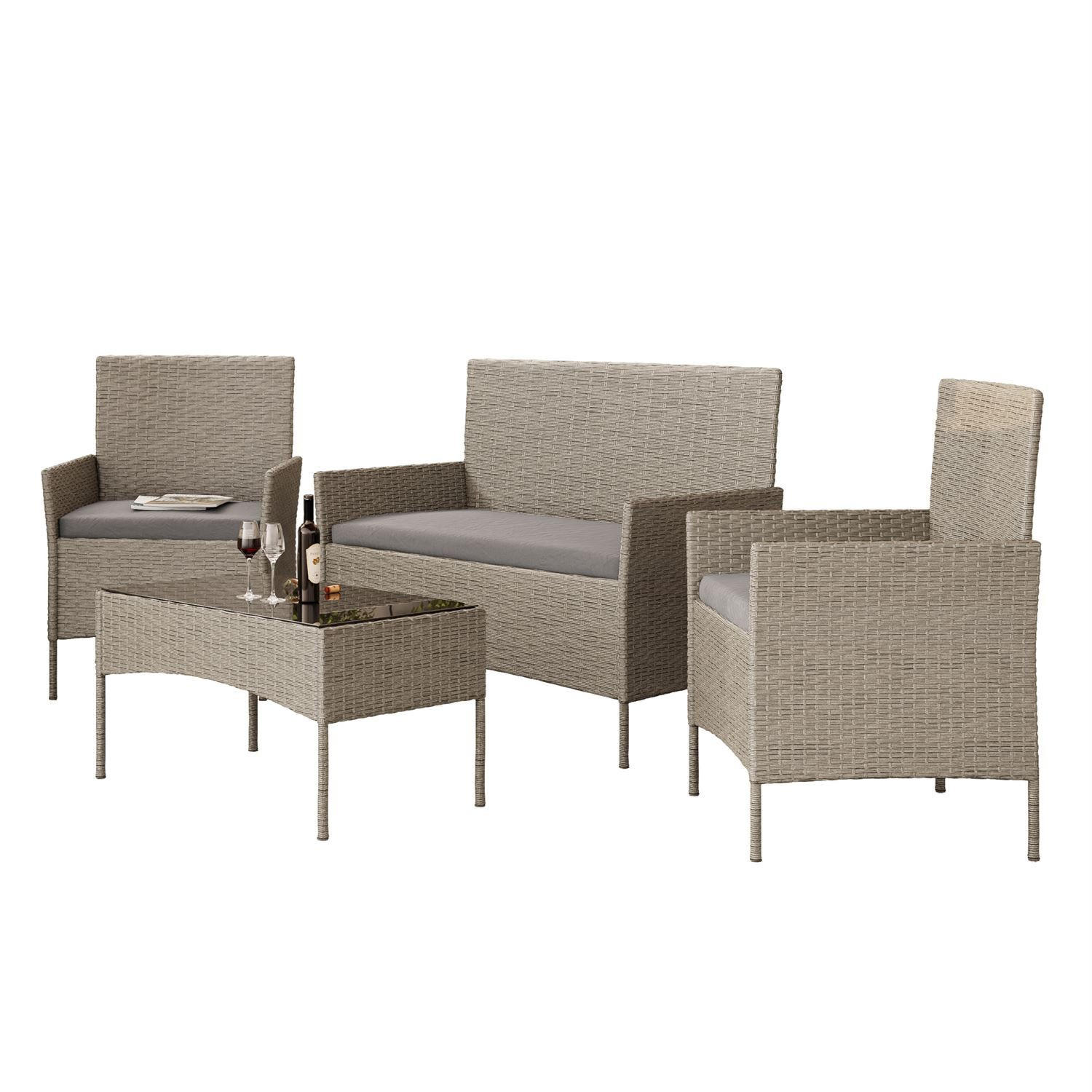 LOUNGEGARNITUR PERGOLA Rattan Gartenmöbelset - Grau, Kunststoff - Lookway