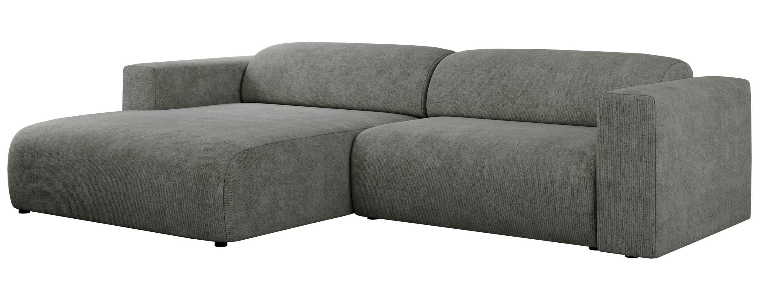 ECKSOFA PASADENA Grau Struktur - Links Seite - Schwarz/Grau, Kunststoff/Textil (288/180cm) - MKS