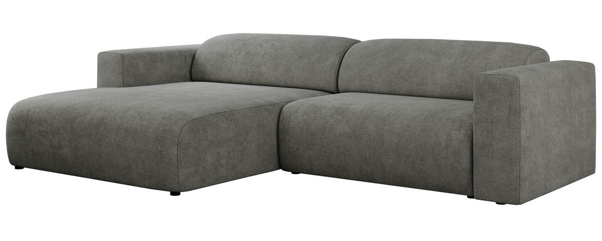 ECKSOFA PASADENA Grau Struktur - Links Seite - Schwarz/Grau, Kunststoff/Textil (288/180cm) - MKS