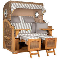 STRANDKORB XXL Düne Grande Teak Banana - Braun/Grau, Metall (142/170/95cm) - Mr. Deko