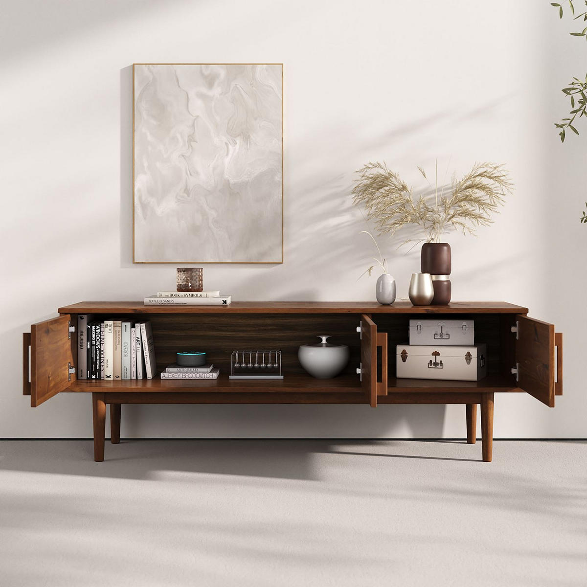 LOWBOARD TECCA Kastanie - Kastanienfarben, Holz (145/48/41cm) - IDIMEX