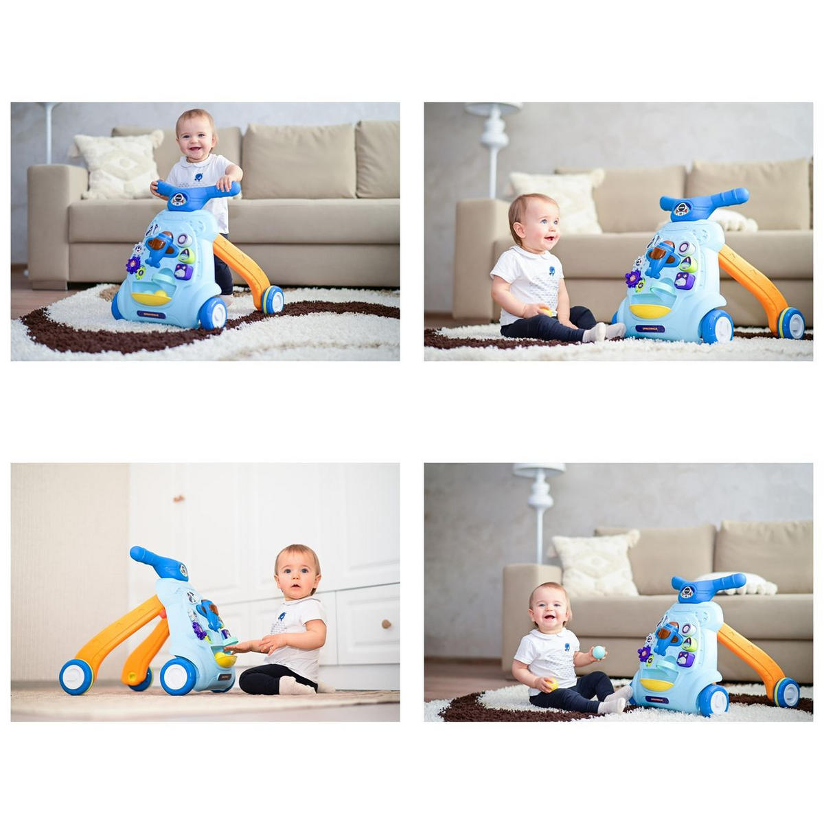 LAUFLERNHILFE Space pink Licht zwei Bälle verschiedene Formen Zahnräder - Rosa, Kunststoff (47/52/48cm) - Lorelli