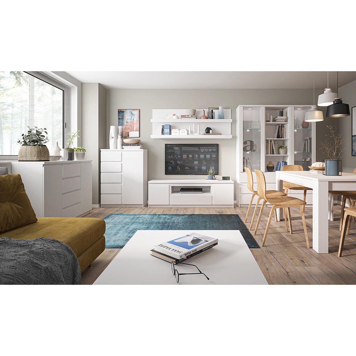 SIDEBOARD Fortaleza-129 - Weiß, Holzwerkstoff (165/93/40cm) - Lomado