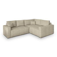 ECKSOFA ERONIS R-S Creme Kordstoff mit Schlaffunktion - Creme, Holz (265/194cm) - MASSENO