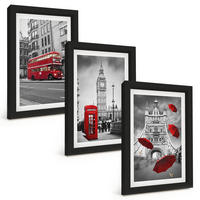BILDER SET 3er Set - 20x30 cm Schwarzer Rahmen - Red Accents London - Schwarz, Kunststoff (20/30cm) - TULUP