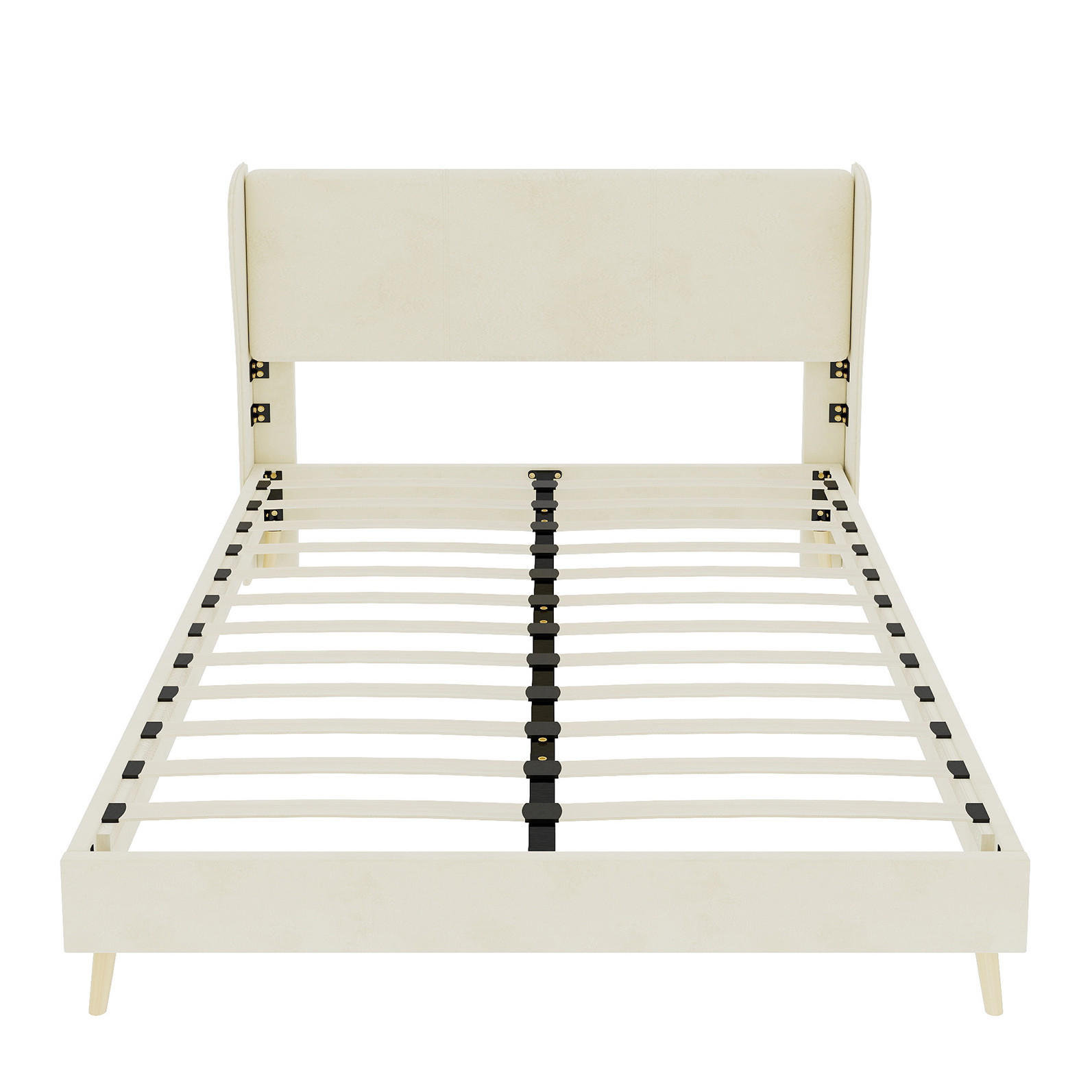 POLSTERBETT 160/200 cm mit gepolstertem Kopfteil und Matratze, Beige - Beige, Textil (160/200cm) - Redom