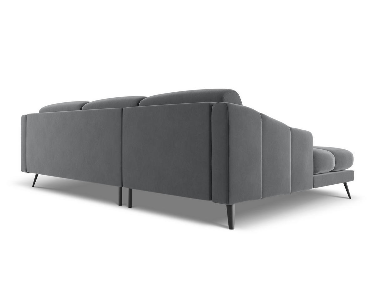 ECKSOFA Links Samt Stoff Grau - Dunkelgrau/Schwarz, Textil/Metall (160/264cm) - Makamii