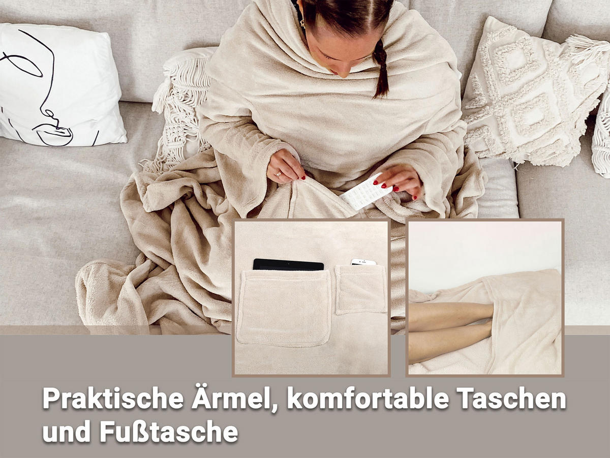 KUSCHELDECKE, 170x200 cm, 100% Polyester, Weiß - Beige, Textil (170/200cm) - Zollner