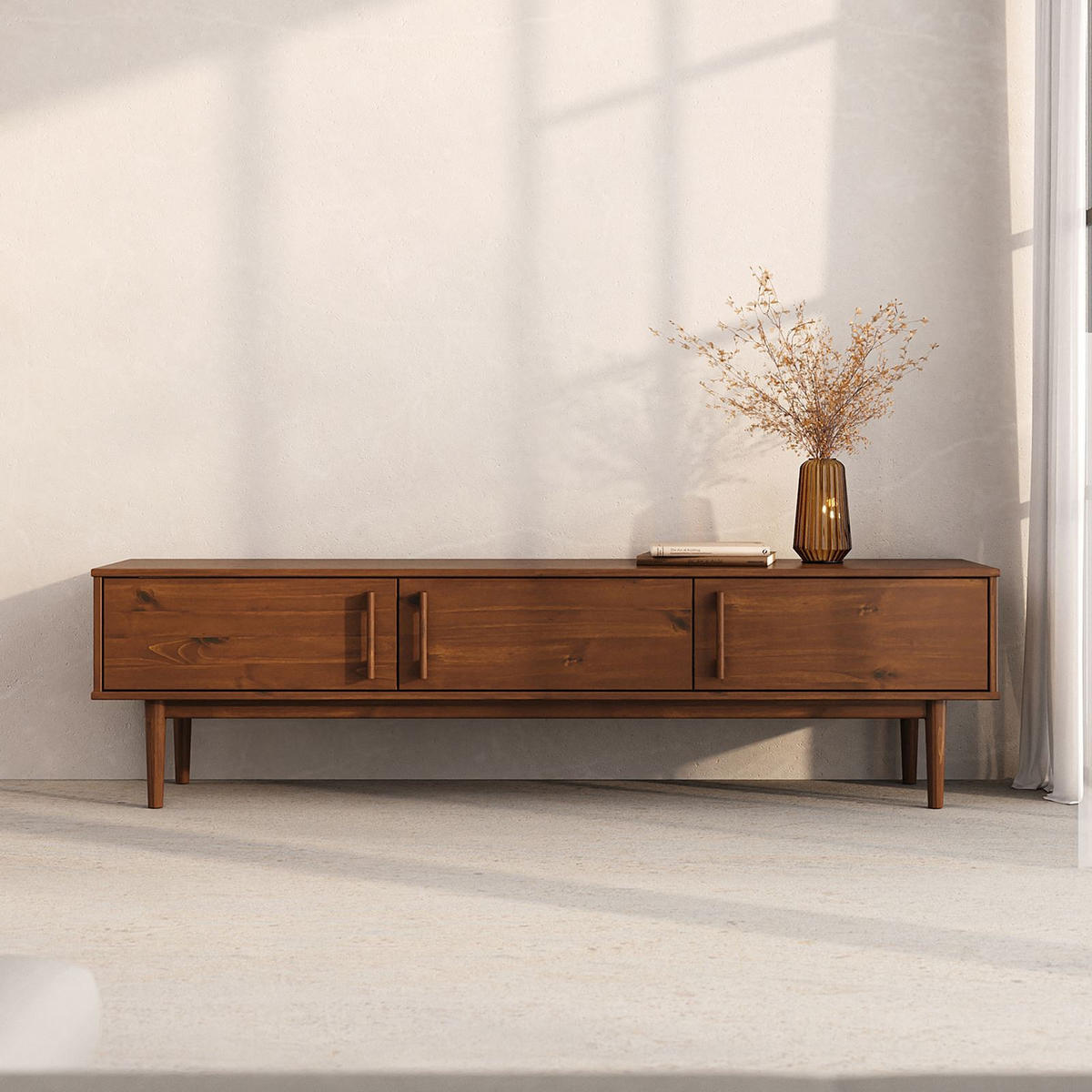 LOWBOARD TECCA - Kastanienfarben, Holz (180/48/41cm) - IDIMEX