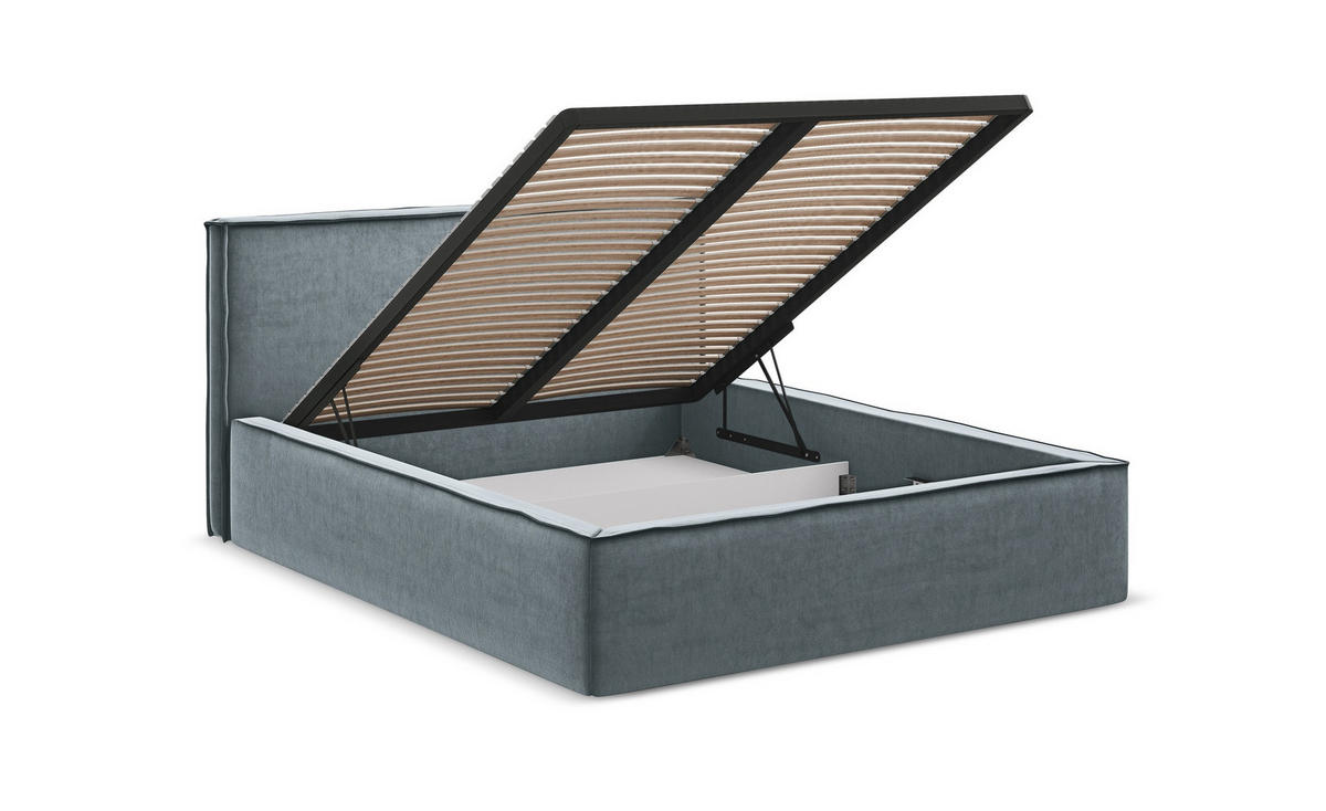 POLSTERBETT mit Bettkasten und Lattenrost 200x228 Grau - Schwarz/Graphitfarben, Kunststoff/Textil (180/200cm) - Makamii
