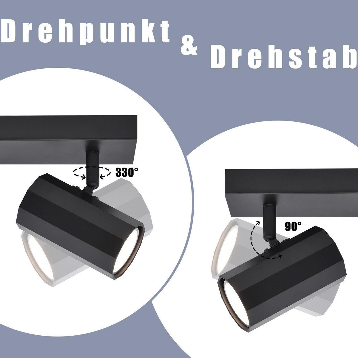DECKENSTRAHLER Gerhard 10.5/5.9/39cm - Schwarz, Metall (10.5/5.9/39cm) - ZMH