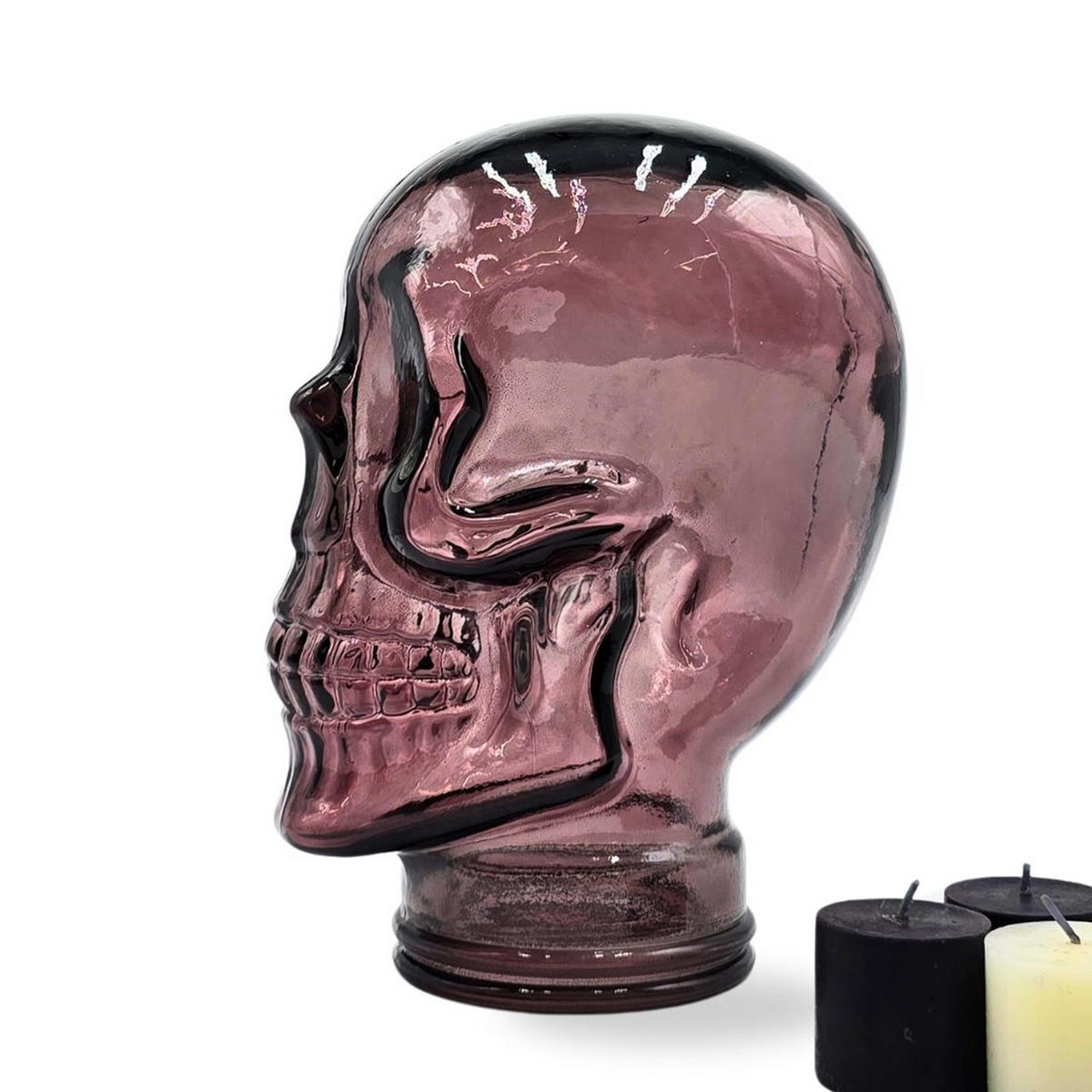 KOPFHÖRERSTÄNDER TOTENKOPF Glas T13 lila - Lila, Glas (19/26/19cm) - DESIGN DELIGHTS