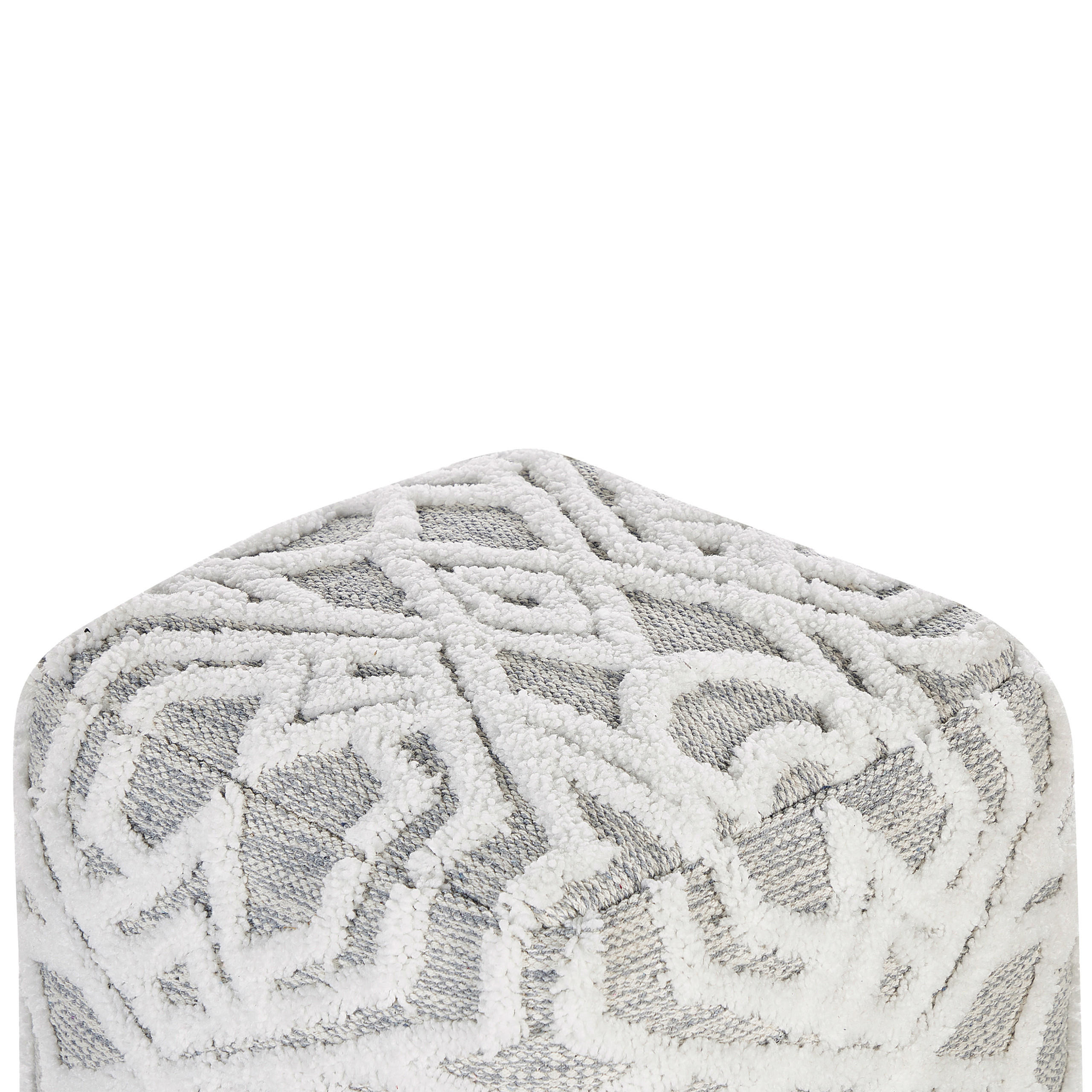 POUF Bhilwara 40/40/40 cm - Weiß, Naturmaterialen/Textil (40/40/40cm) - Beliani