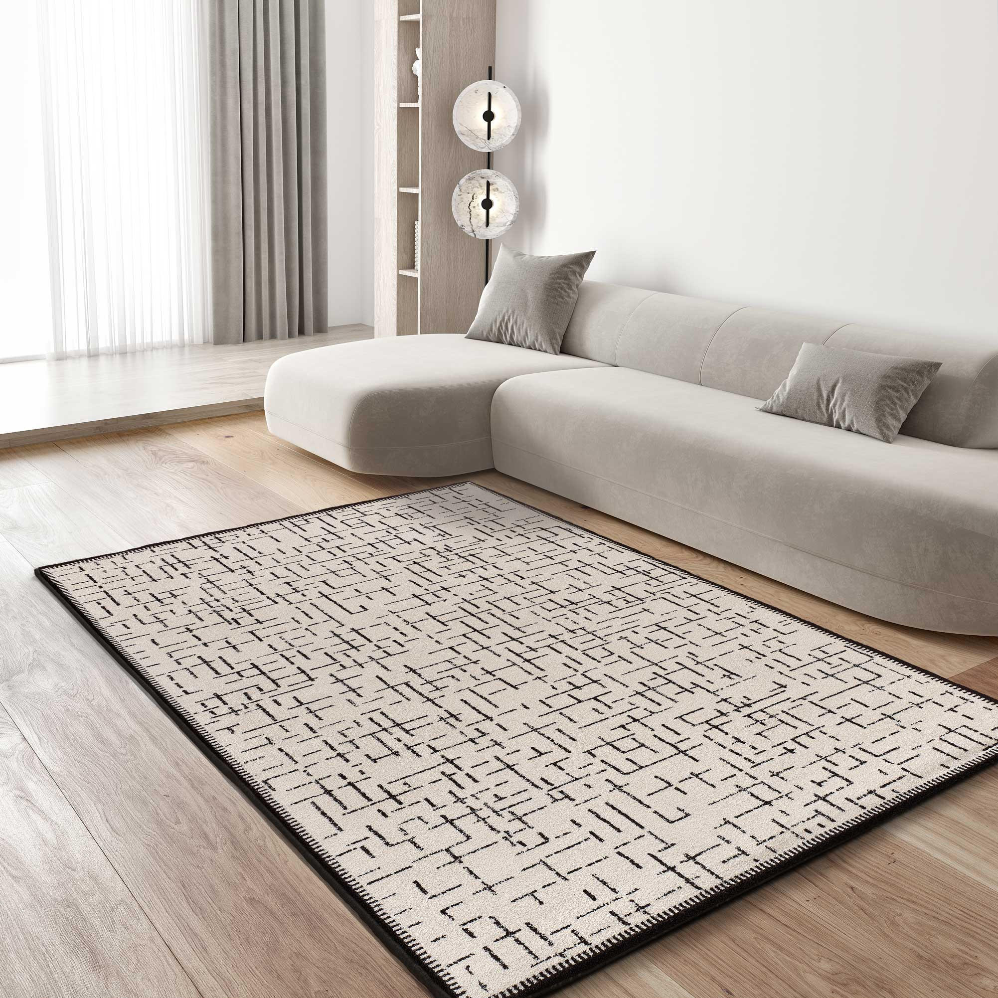 Thumbnail - Atticgo Webteppich, Weiß, Schwarz, Textil, Grafikmuster, Rechteckig, 80x150 cm, Oeko-Tex® Standard 100, in verschiedenen...